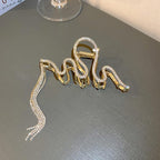 Hair Jaw Claw Clips Fish Bone Shape Large Metal Gold Fashion Nonslip Hairpin Catch Clip Accessories for Thick/Thin Hair HairStyling (Gold Snake)