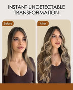 VINBAO Invisi Edge Tape in Extensions Human Hair Dark Brown Highlighted Caramel Blonde 14in 20pcs 40g Injected Tape in Hair Extensions Pro Quality 14inch #4P27