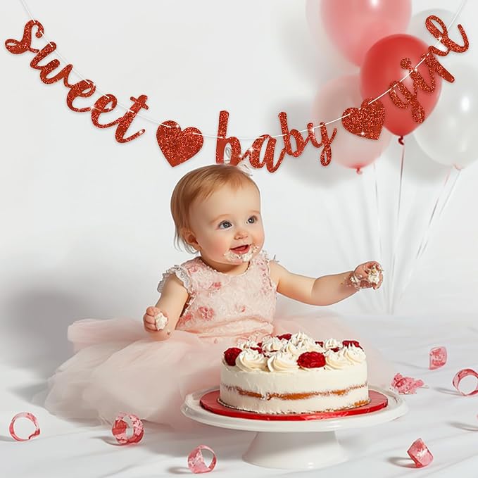 BEISHIDA Pre-Strung Glitter Red Girl Baby Banner Baby Shower Decor | NO DIY - Image 5