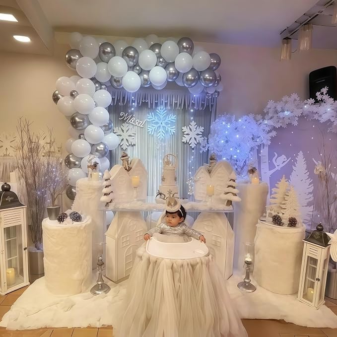 Pearl White Winter Wonderland Balloons, 12 Inch Pearl Sand White and Metallic - Image 8