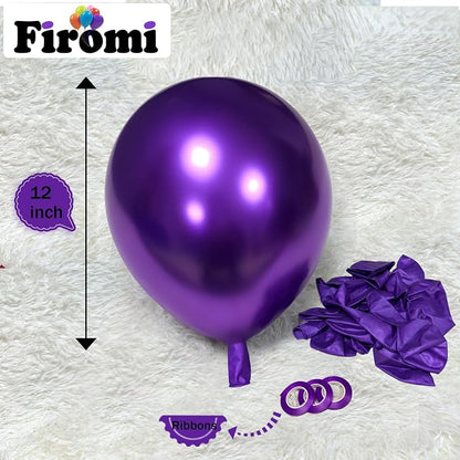Firomi Metallic Chrome Purple Balloons 12-inch 100 Pack | Thicken Shiny Helium - Image 2