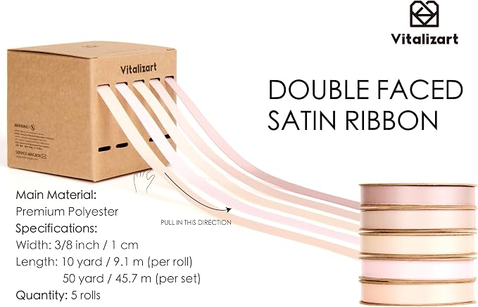 Vitalizart Pink Ribbons for Crafts 3/8" x 50Yds Double-Faced Satin Ribbon | - Image 2