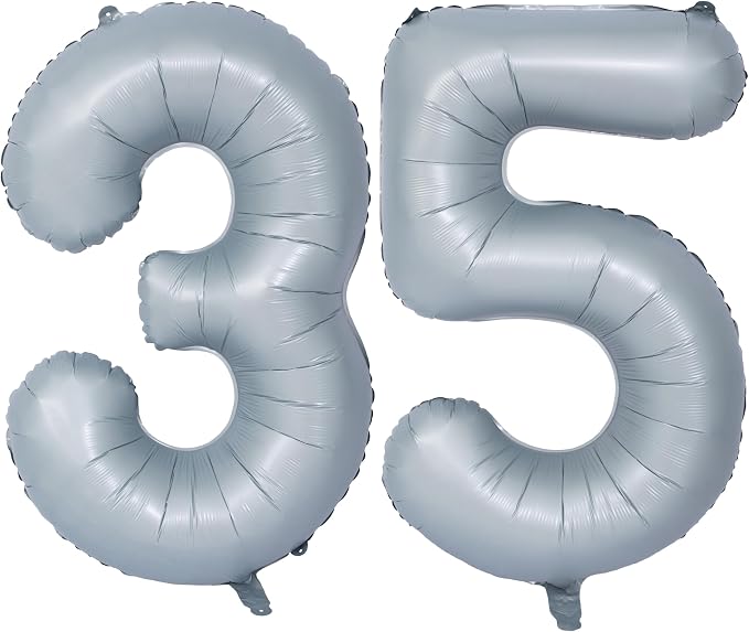 40 In Matte gray Number Balloon Helium Foil Mylar Birthday Balloon Digit 35 | by Exquisitehighqualitypartydecorationstomeetyoureveryneed%EF%BC%81