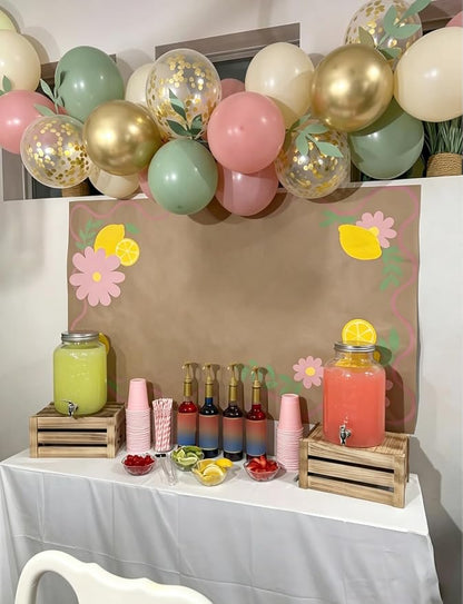 Pink and Green Balloons, Latex Party Decor | Sage Green Blush Pink Gold - Image 9