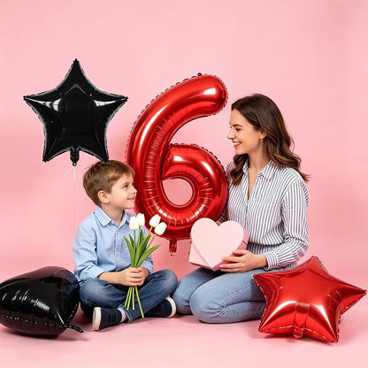 TONIFUL 6th Birthday Balloons Kit 40 Inch Red Large Number 6 Foil Balloon | - Image 3
