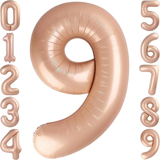 40 Inch Caramel Foil Number 9 Balloon by TNCDJKPA