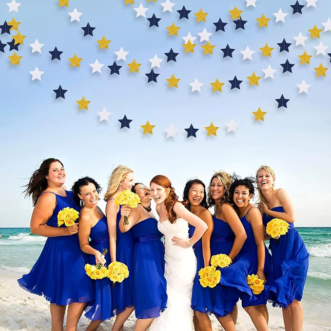 Navy-Blue White-Gold Party-Decorations Birthday Garland - 62ft Twinkle Little - Image 7