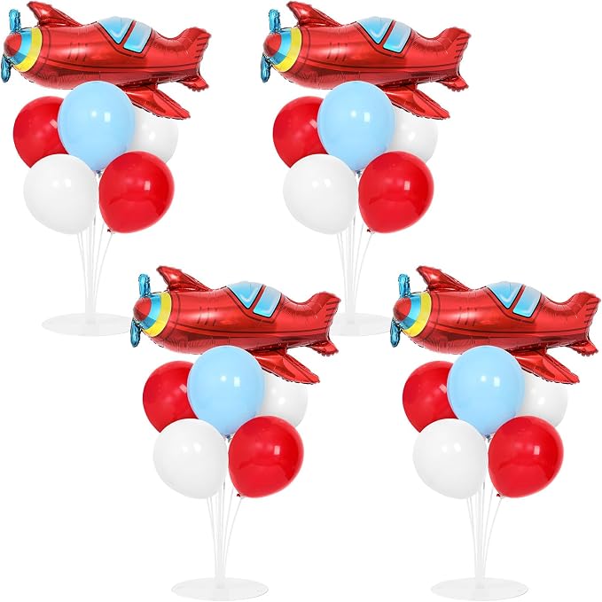 4 Sets Airplane Birthday Party Balloons Stand Kit by Naozinebi