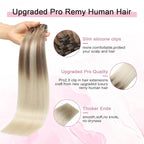 Pro2.0 Clip in Hair Extensions Real Human Hair 120g Thick 7pcs Color #8/60 Ash Brown to Platinum Blonde Remy Real Human Hair Extensions Clip ins 14inch Double Weft（#8/60-14inch）
