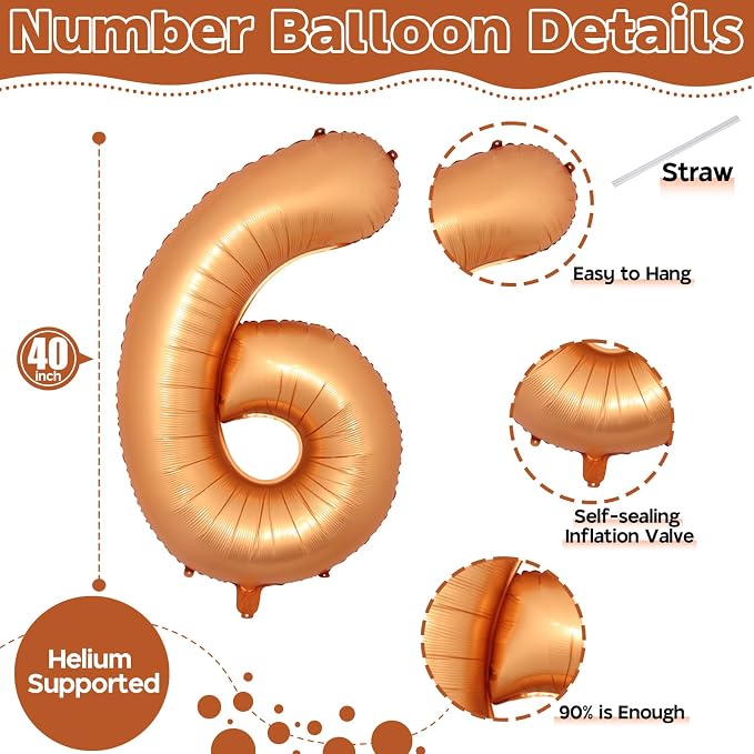 Giant Number Balloons 6, 40 Inch Foil Helium 0-9 Set Balloon - Image 2