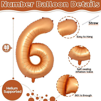 Giant Number Balloons 6, 40 Inch Foil Helium 0-9 Set Balloon - Image 2