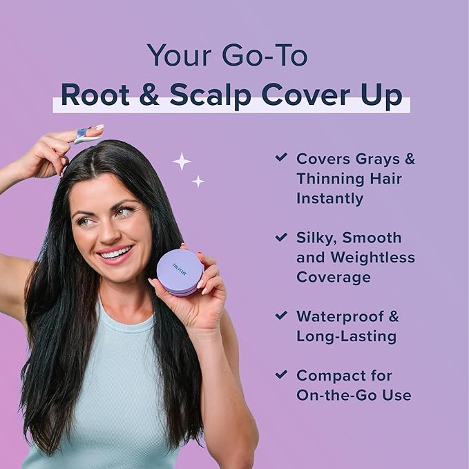 TRUHAIR Root & Scalp Cover Up Pressed Powder Compact Refill, Waterproof, Weightless Hair Coverage & Bald Spot Concealing, Root Touch Up Hair Color for Gray Coverage & Thinning Areas, 0.35 Oz (Gray)
