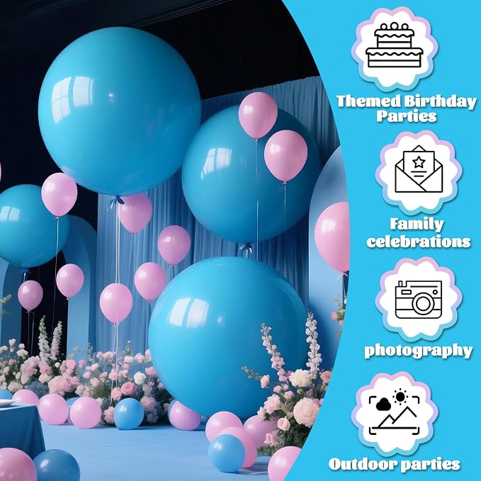 Light Blue Balloons 9pcs 36 Inch Extra Large Big Jumbo Giant Baby Sky Aqua Blue - Image 7
