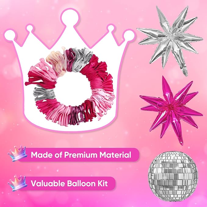 143Pcs Princess Pink and Silver Valentines Balloon Garland Arch Kit | Confetti - Image 4