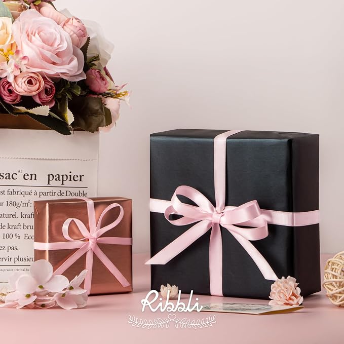 Ribbli Light Pink Satin Ribbon, Double Faced Satin 1/4 inch x Continuous 50 - Image 3