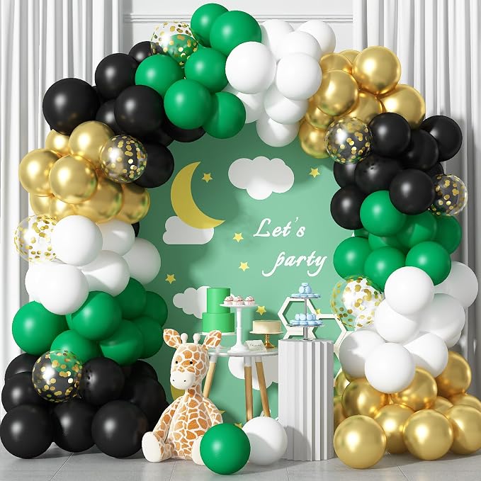Black Gold Green Balloons 60 Pcs Dark Green White Black Metallic Gold Balloons - Image 5