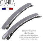 Camila Paris CP3375 French Hair Barrettes Clips for Women, Handmade, Girls Side Slide-in Barrette Clip, Hair Accessories for Women. Strong Hold No Slip Grip Fashion Durable Styling, Made in France