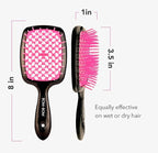 BOM BOM 2 Unit Kit, Wet And Dry Vented Detangling Hair Brush For All Hair Types, Light Weight Hairbrush, Scalp Massage Brush (Pink blue yellow)