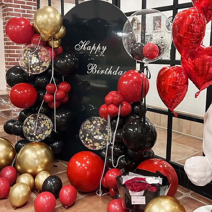 MEBAY 155Pcs Red Black Gold balloons Garland Arch Kit - Image 5