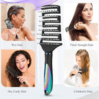 Hair Brush, Curved Vented Detangling Hair Brushes for Women Men Wet or Dry Hair,Faster Blow Drying Styling Professional Vent detangler brush for Curly Thick Wavy Thin Fine Long Short Hair(Black)