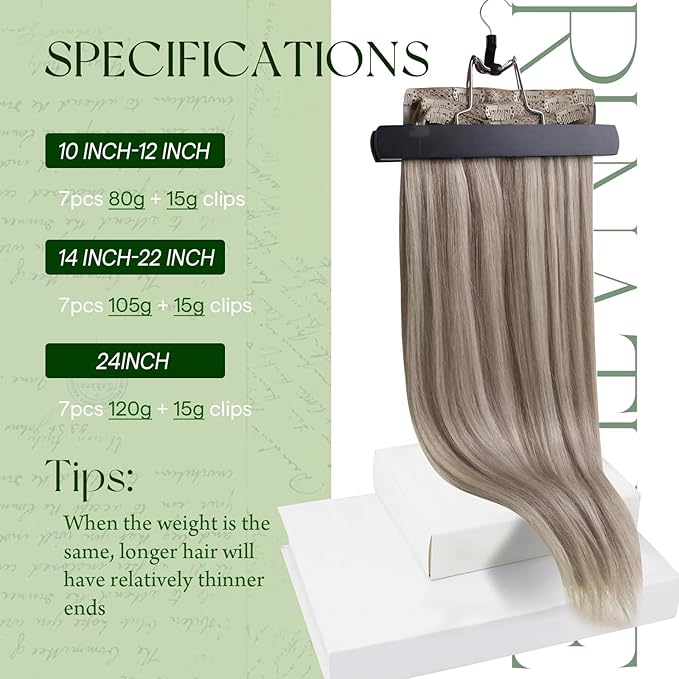 RUNATURE Clip in Hair Extensions, Thick Human Hair Clip in Extensions 120g, Blonde Remy Hair Tangle Free, Natural Looking For Daily Wearing, 14 Inch 7pcs #19P60 Dirty Blonde Highlights