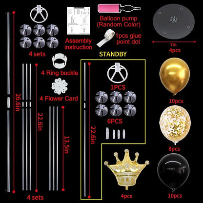 TONIFUL Table Centerpiece Balloons Stand Kit Include Black Gold Latex Confetti - Image 2