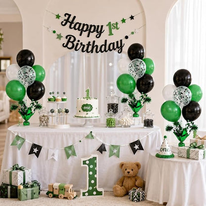 4 Set Green Black Balloon Centerpieces - Image 5