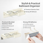 Hair Dryer and Straightener Holder, Stainless Steel Hair Dryer Stand for Bathroom, Hair Dryer Holder Wall Mounted Adhesive or Drilling, Hair Tool Organizer for Salon Barber Shops White BANJEKT