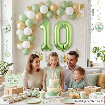 Light Green Number 0 Balloon 40 Inch, Shiny Foil Numeral Party Supplies | - Image 3
