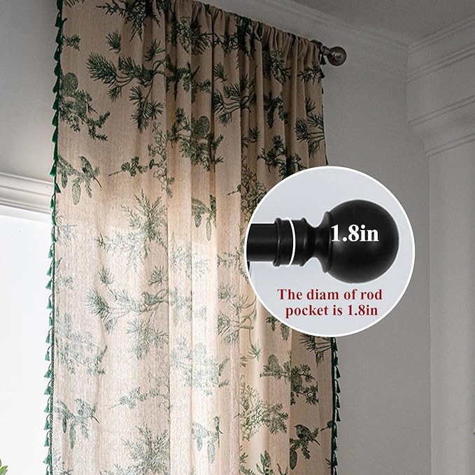 Boho Curtains with Tassel Bohemian Green Semi-Blackout Drapes 84 Inch Length - Image 2