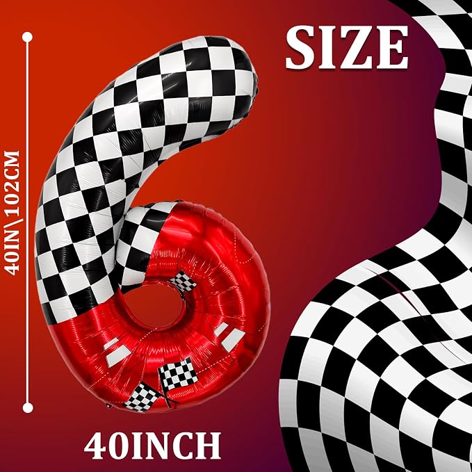 1 pack racing theme 40-inch digital foil balloon, featuring black and white - Image 2