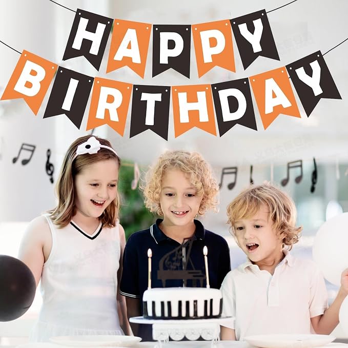 ZHENGYE Black Orange Happy Birthday Banner Baby Shower Birthday Party - Image 2