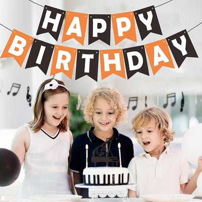 ZHENGYE Black Orange Happy Birthday Banner Baby Shower Birthday Party - Image 2