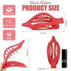 Flat Hair Clips for Women - 6 PCS French Flat Claw Clips Medium Hair Clips for Girls Large Hair Claw Clips for Thick or Thin Hair Strong Hold No Slip Hair Accessories for women (Red)