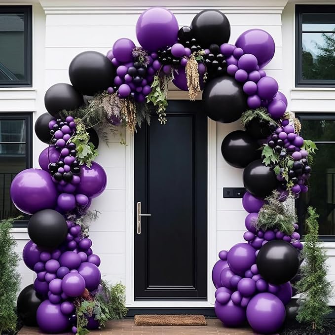 Dark Purple Balloons-Double Stuffed Lavender Balloon Garland Different Sizes - Image 2