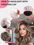 19PCS Hair Bleach Highlighting Kit with Hair Dye Brush and Bowl Set Color Whisk, Highlight Frosting Cap with Hook, Disposable Gloves Capes, Home Use Salon Tools for Hair Bleaching Coloring Dying