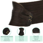 GOO GOO Clip in Hair Extensions Real Human Hair, Remy Human Hair Extensions Clip ins for Women, Natural Human Hair, 16inch 120g 7Pcs, 2A Light Brown