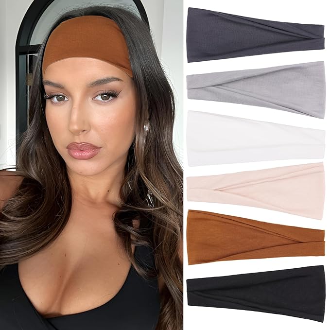 Wide Hairbands for Women Non Slip Workout Yoga Head Bands for Yoga Soft Sweat Headbands for Women's Hair Womens Solid Head Bands Hair Accessories