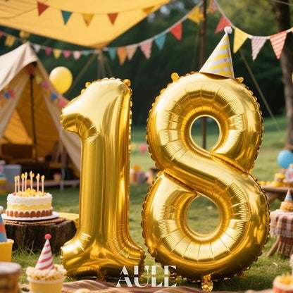 AULE 40 Inch Gold 18 Balloon Number Foil 0-9 Birthday Big Numbers | Birthday - Image 2
