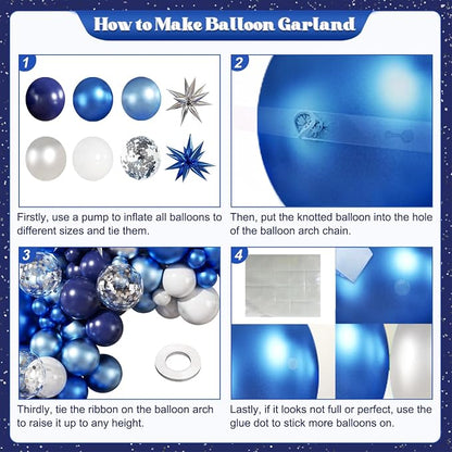 Blue Silver Balloon Garland Arch Kit - Image 5