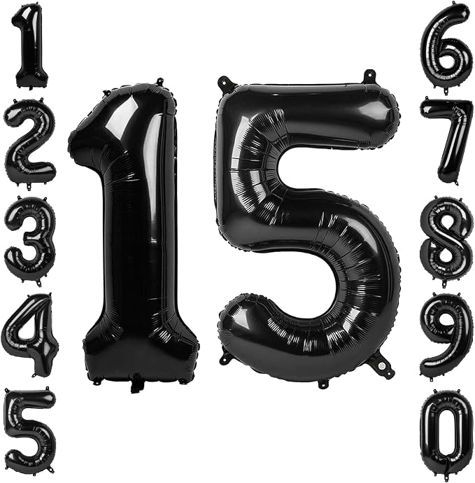 Black Number 15 Balloon 40 Inch, Foil Numeral by Unknown