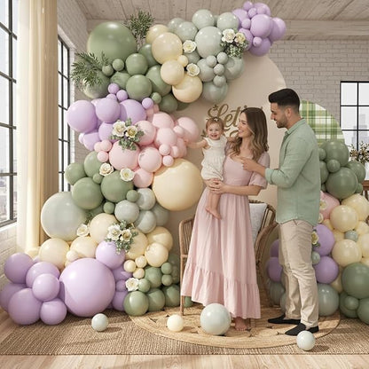 Pastel Balloon Arch Garland Kit 154pcs, Double Stuffed Light Green Sage Green - Image 5