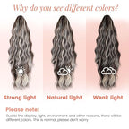 Claw Wavy Ponytail Extension 18 Inch for Women Curly Pony Tail Clip in Hair Extensions Fluffy Natural Looking Synthetic Hairpiece for Daily Use (Ash Brown with Platinum Blonde)