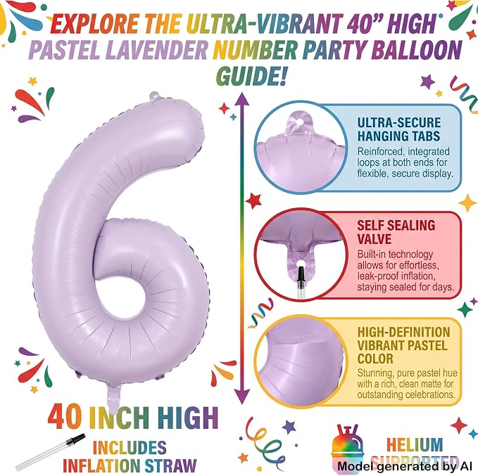 40 Inch Lavender Foil Number 16 Balloon - Image 2