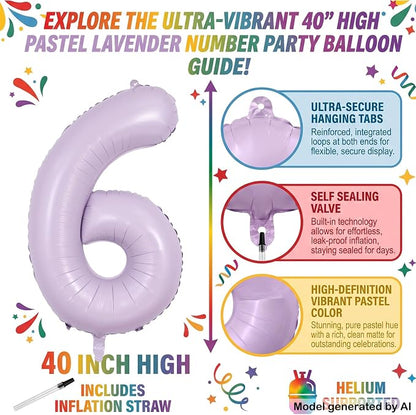 40 Inch Lavender Foil Number 16 Balloon - Image 2