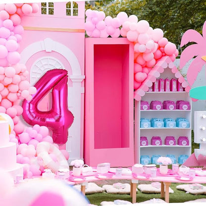 40 Inch Number Balloons Hot Pink 4 Cowgirl Pink 4th Birthday Decor 9 Pcs | - Image 3