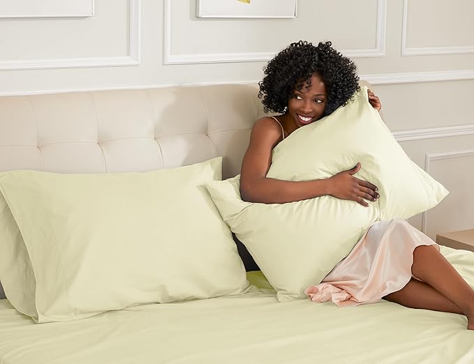 Sunflower Queen Pillowcases Set of 2, 100% Cotton Queen Pillow Cases 2, 20×30 inches Cream, Soft and Breathable