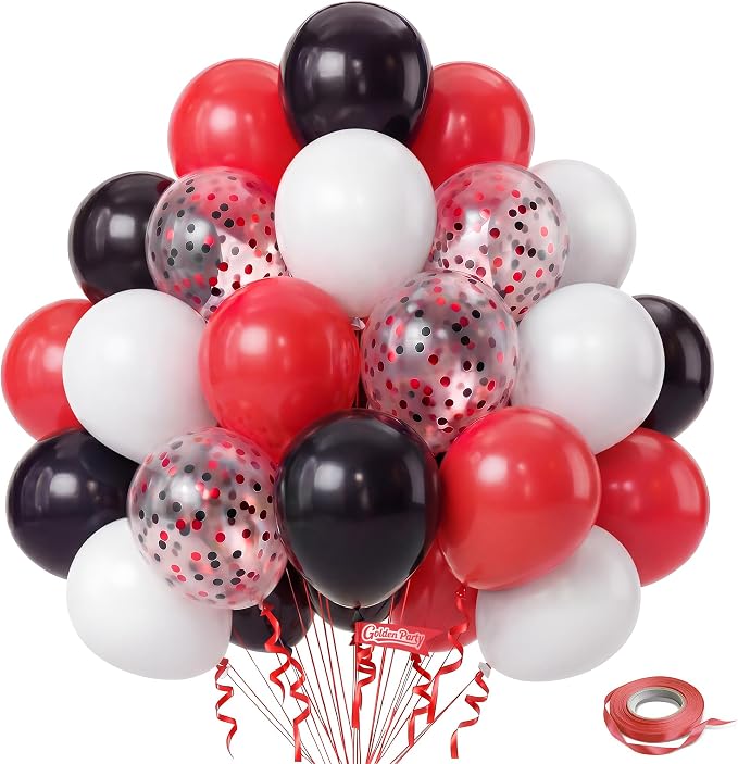 Black White Red Balloons, Baby Shower, Anniversary, Graduation, Wedding Party by GoldenParty