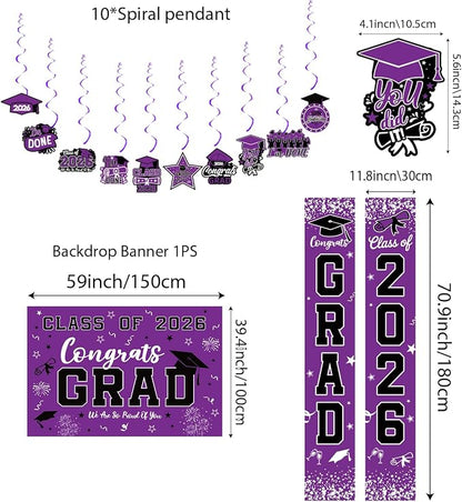 Graduation Decorations 2026 Purple Set, Congrats Grad Decor Set - Image 3