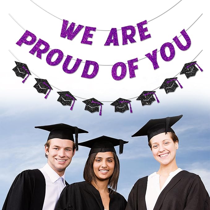 We Are So Proud of You Banner Pre-strung Purple Graduation Decorations Class of - Image 4